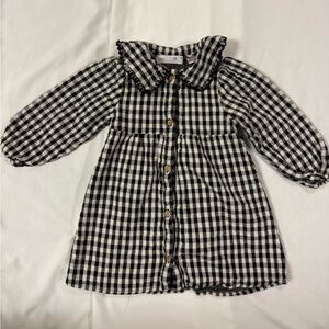 Zara black gingham dress with collar, 2-3 yrs